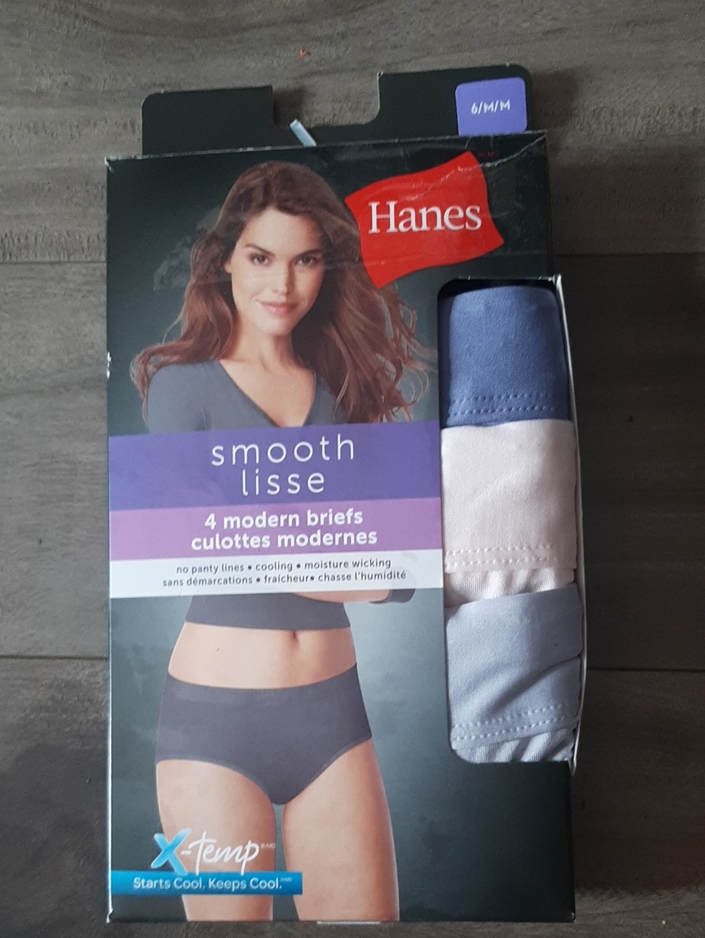 Hanes Smooth 4 Briefs No Panty Lines, Cooling, Moisture Wicking X-Temp 6/M